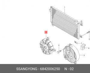 Электромотор радиатора кондиционера 6842006250 SSANG YONG