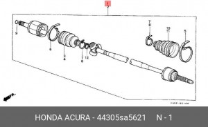 Вал привода колеса в сборе с ШРУСами 44305SA5621 HONDA