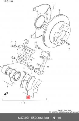 Комплект тормозных колодок, диско 5520061880 SUZUKI