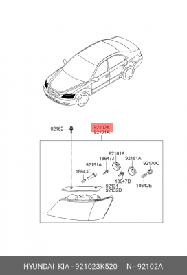 Фара головного света 921023K520 HYUNDAI KIA