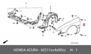 Крыло переднее 60211SV4A90ZZ HONDA