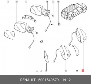 Зеркало заднего вида 6001549679 RENAULT