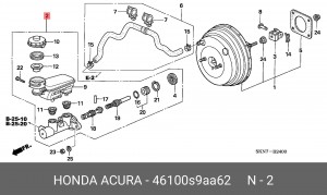 Главный тормозной цилиндр 46100S9AA62 HONDA