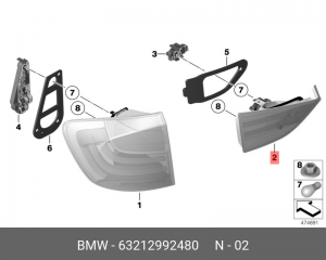Фонарь задний 63 21 2 992 480 BMW