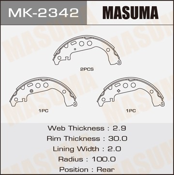 Колодки тормозные барабанные MK2342 MASUMA