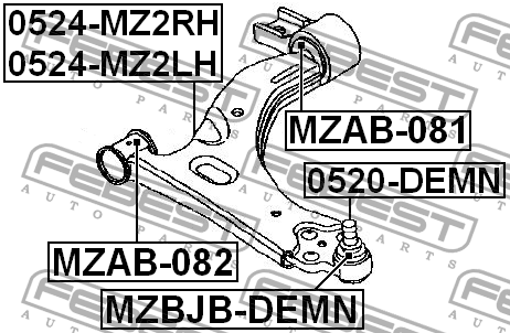 Сайлентблок рычага подвески MZAB-081 FEBEST
