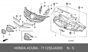 Молдинг решетки радиатора 71125SJA000 HONDA