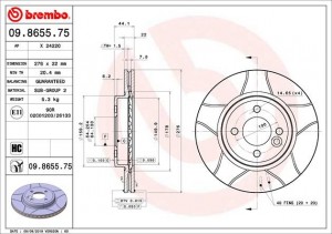 Тормозной диск 09.8655.75 BREMBO