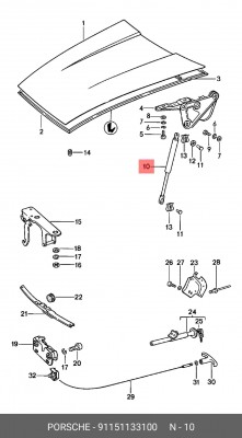 Упругий элемент, капот 91151133100 PORSCHE