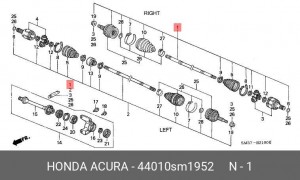 Шарнирный комплект, приводной вал 44010SM1952 HONDA