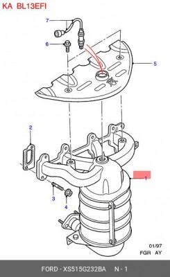 Коллектор выпускной с катализатором XS51-5G232-BA FORD