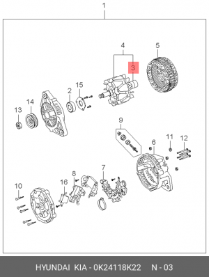 Подшипник генератора 0K24118K22 HYUNDAI KIA