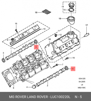 Уплотняющее кольцо, распределительный вал LUC100220L LAND ROVER