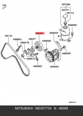 Натяжитель ролика ремня приводного MD307734 MITSUBISHI