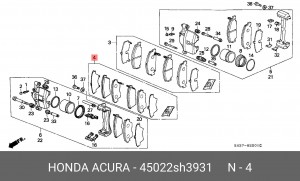 Комплект тормозных колодок, диско 45022SH3931 HONDA