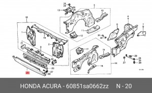 Облицовка передка 60851SA0662ZZ HONDA