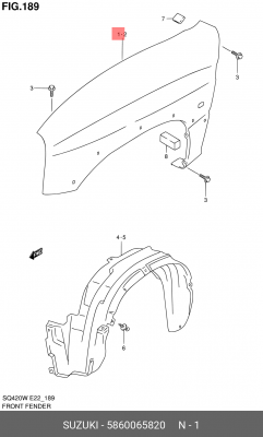 Крыло переднее 58600-65820 SUZUKI