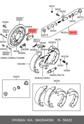 Колесный тормозной цилиндр 5842044500 HYUNDAI KIA