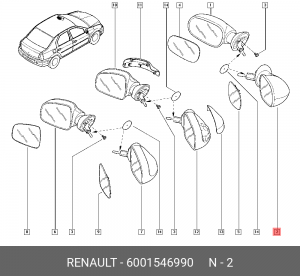 Зеркало заднего вида 6001546990 RENAULT
