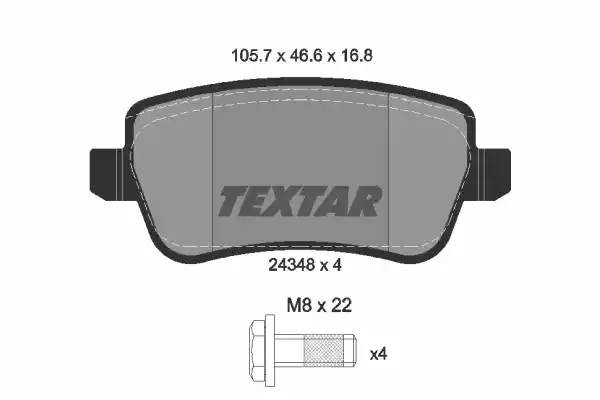 Комплект тормозных колодок, диско 2434801 TEXTAR