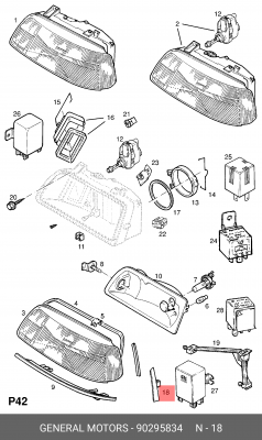 Облицовка, основная фара 90295834 GENERAL MOTORS