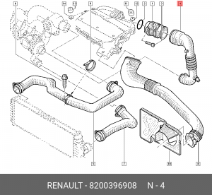 Патрубок подачи воздуха в ДВС 8200396908 RENAULT