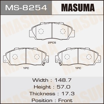 Колодки тормозные дисковые MS8254 MASUMA
