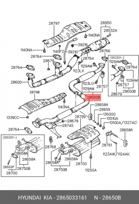 Средний глушитель выхлопных газов 2865033161 HYUNDAI KIA