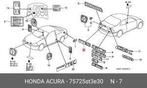 Эмблема 75725ST3E30 HONDA