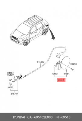 Лючок бензобака 695102E000 HYUNDAI KIA
