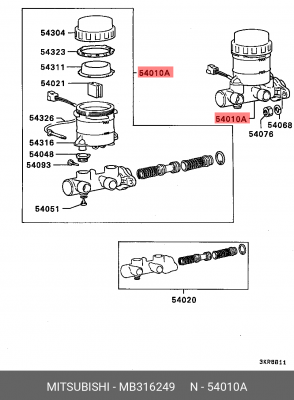 Главный тормозной цилиндр MB316249 MITSUBISHI