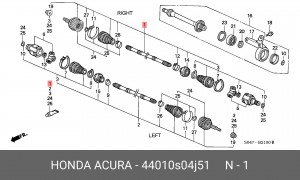Шарнирный комплект, приводной вал 44010S04J51 HONDA