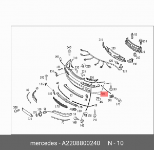Облицовка бампера A2208800240 MERCEDES BENZ