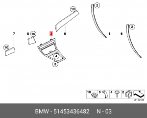 Накладка центральной консоли 51453436482 BMW