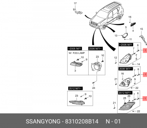 Фара головного света 8310208B14 SSANG YONG