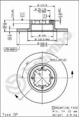 Тормозной диск 08.6952.10 BREMBO