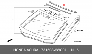 Молдинг стекла 73150SWWG01 HONDA
