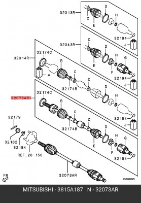 Вал привода колеса в сборе с ШРУСами 3815A187 MITSUBISHI
