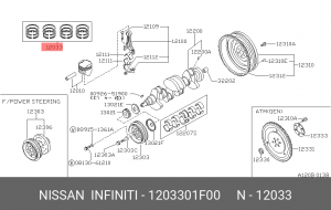 Кольца поршневые 12033-01F00 NISSAN