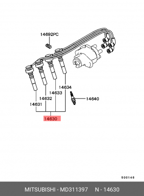 Провода высоковольтные системы зажигания (комплект) MD311397 MITSUBISHI