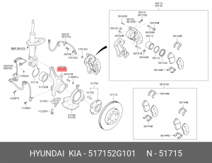 Кулак поворотный 517152G101 HYUNDAI KIA