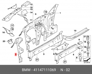 Деталь полки брызговика 41 14 7 111 069 BMW