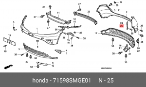 Кронштейн крепления бампера 71598SMGE01 HONDA