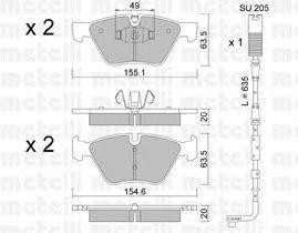 Комплект тормозных колодок, диско 2205575K METELLI