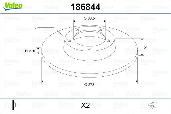 Тормозной диск 186844 VALEO PHC