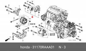 Натяжитель ремня приводного в сборе 31170-RAA-A01 HONDA