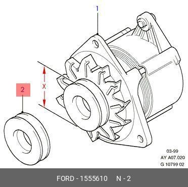 Ременный шкив, генератор 1 555 610 FORD