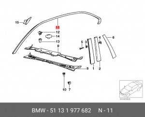 Молдинг крыши 51 13 1 977 682 BMW