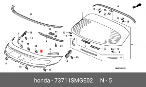 Стекло заднее 73711SMGE02 HONDA