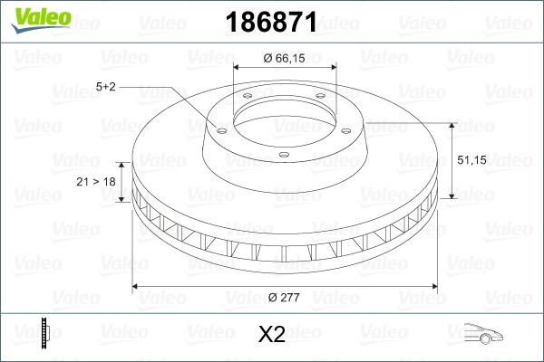 Тормозной диск 186871 VALEO PHC